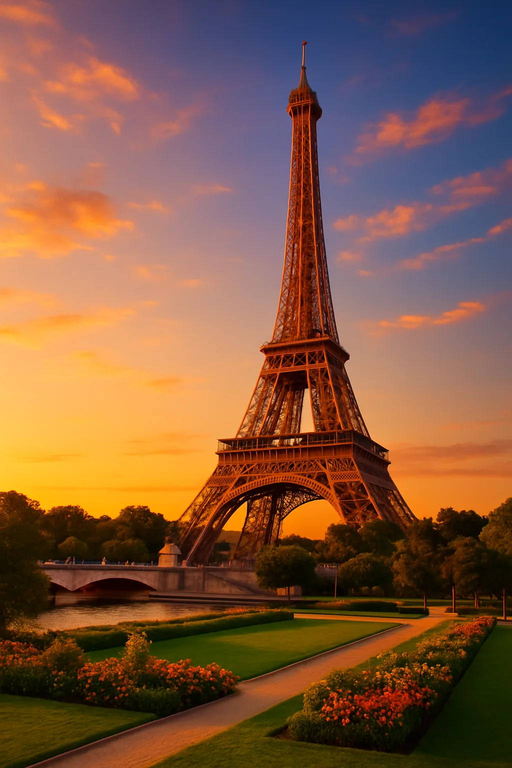 Private transfer from Brussels to Paris France Eiffel Tower at sunset HubTransfers long distance